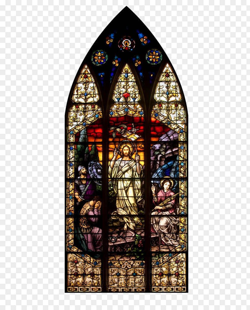 Glass Stained Gothic Architecture Material PNG