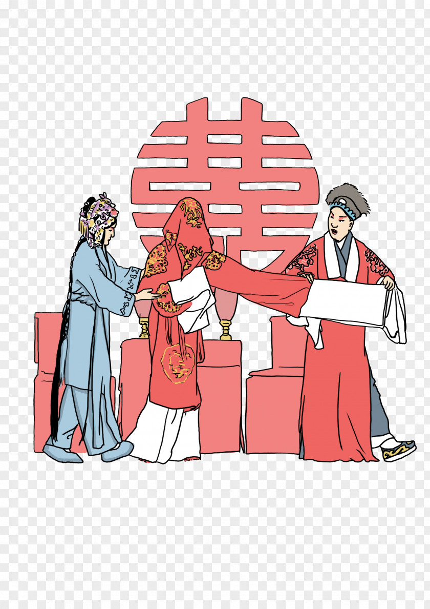 Opera Marriage Budaya Tionghoa Wedding Chinese Illustration PNG