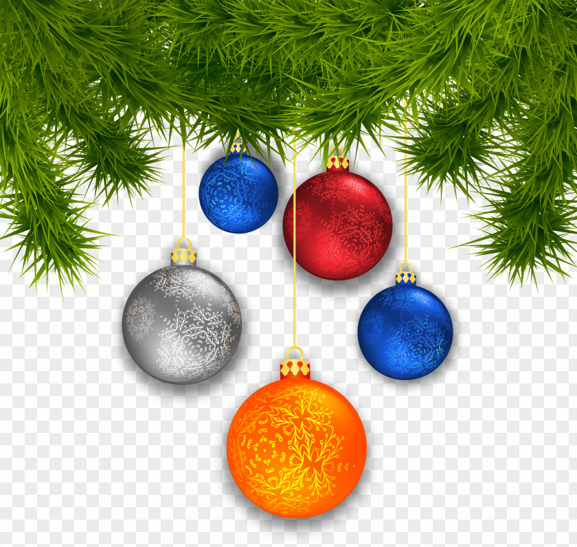 Pine Branches With Christmas Balls Clipart Image Ornament Tree Clip Art PNG