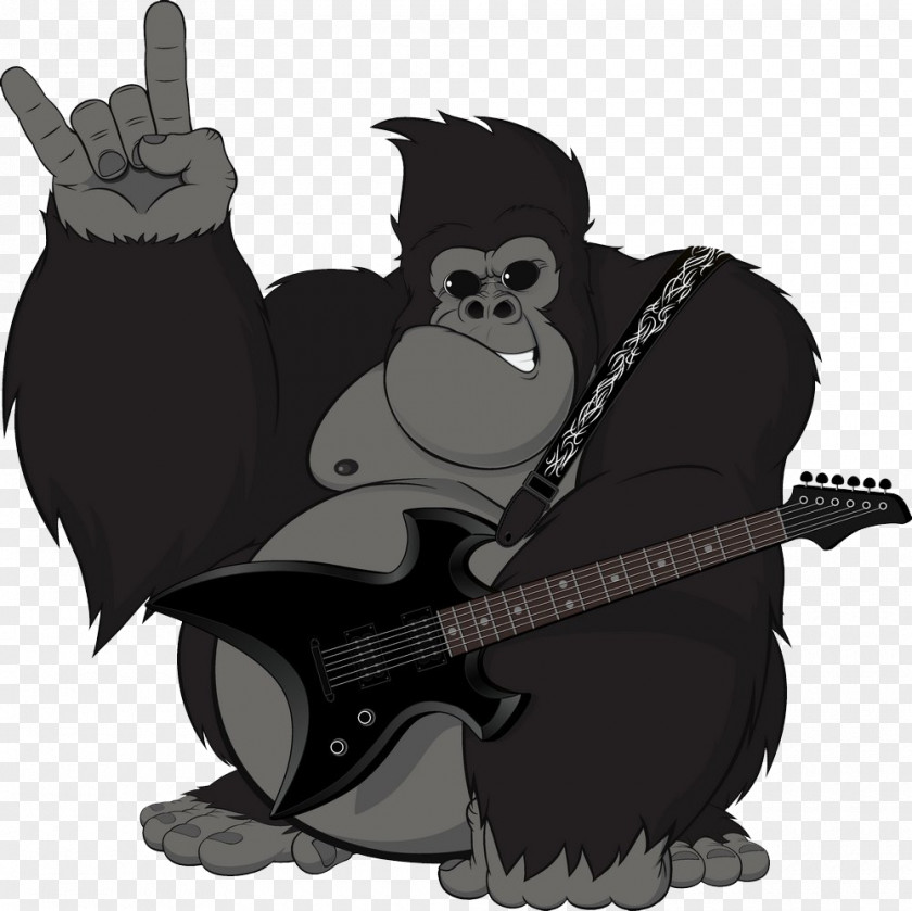 Play Bass Orangutan Picture Gorilla Chimpanzee Ape Illustration PNG