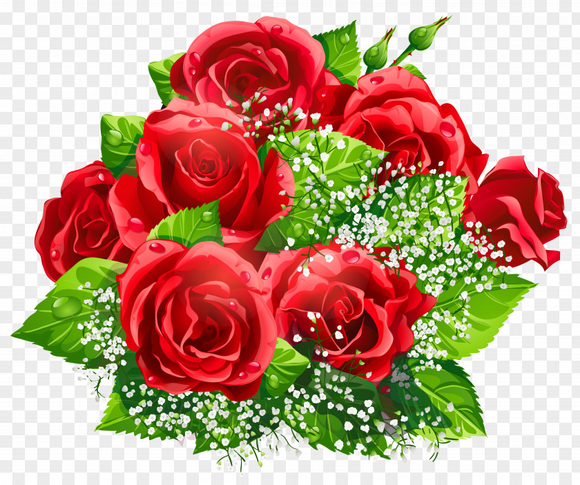 Red Rose Decorative Flower Bouquet Cut Flowers Clip Art PNG