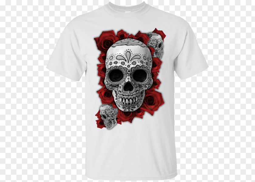Skull Rose T-shirt Calavera And Crossbones Sleeve PNG