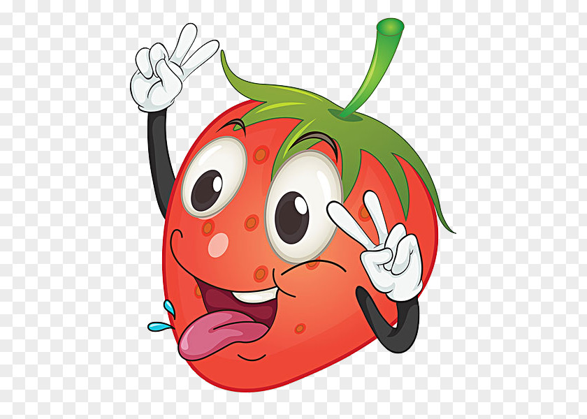 Naughty Strawberry Caricature Drawing Illustration PNG