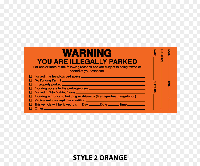 Parking Violation Sticker Warning Label Decal PNG