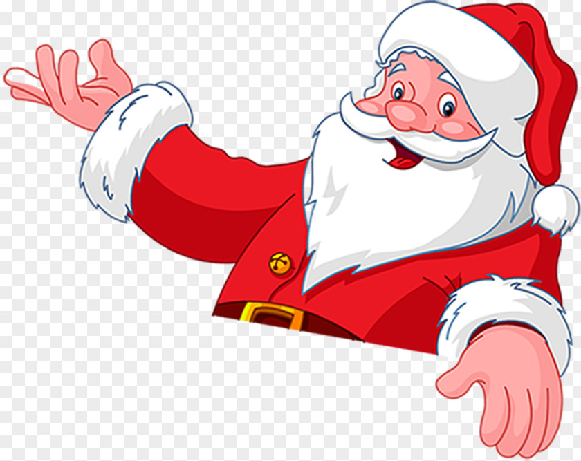 Red Santa Claus Waving Pattern Christmas Clip Art PNG
