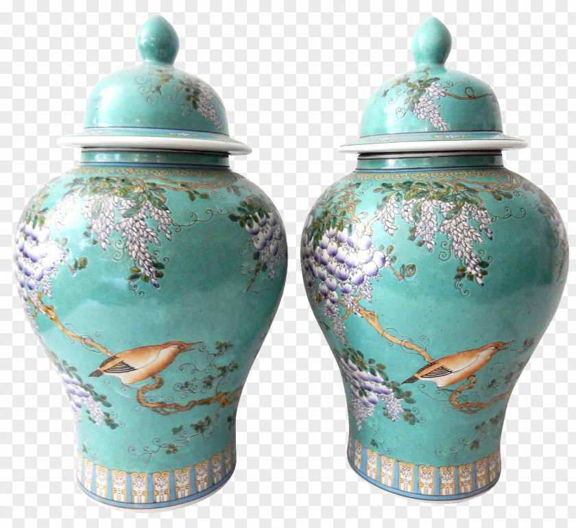 Wisteria Floribunda Vase Ceramic Blue And White Pottery Urn PNG