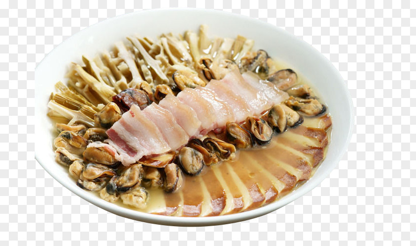 Bacon Bamboo Shoots Steamed Mussels Menma Seafood Mussel Vegetarian Cuisine PNG