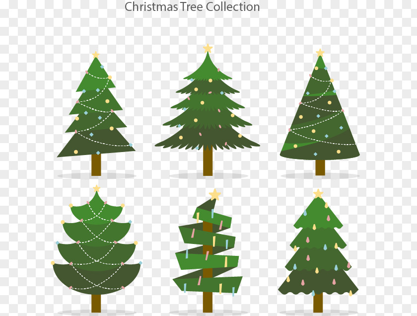 Flat Christmas Tree Santa Claus Ornament PNG