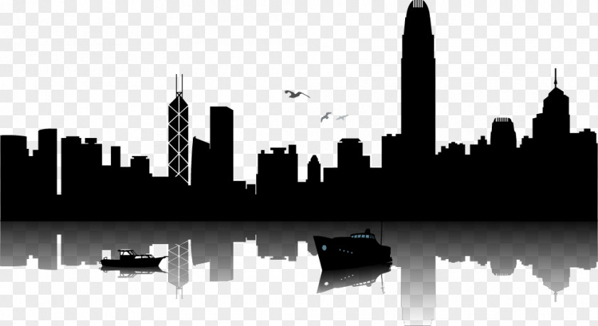 Hong Kong Silhouette Material Skyline Illustration PNG