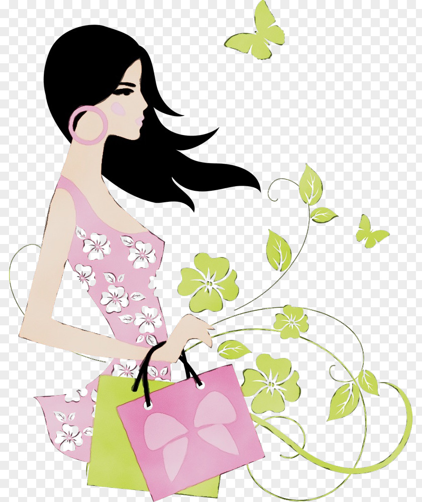 Pink Plant Flower Bag PNG