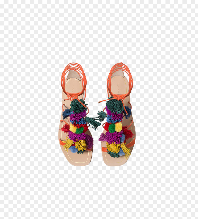 Sandal Zara Pom-pom Shoe Leather PNG