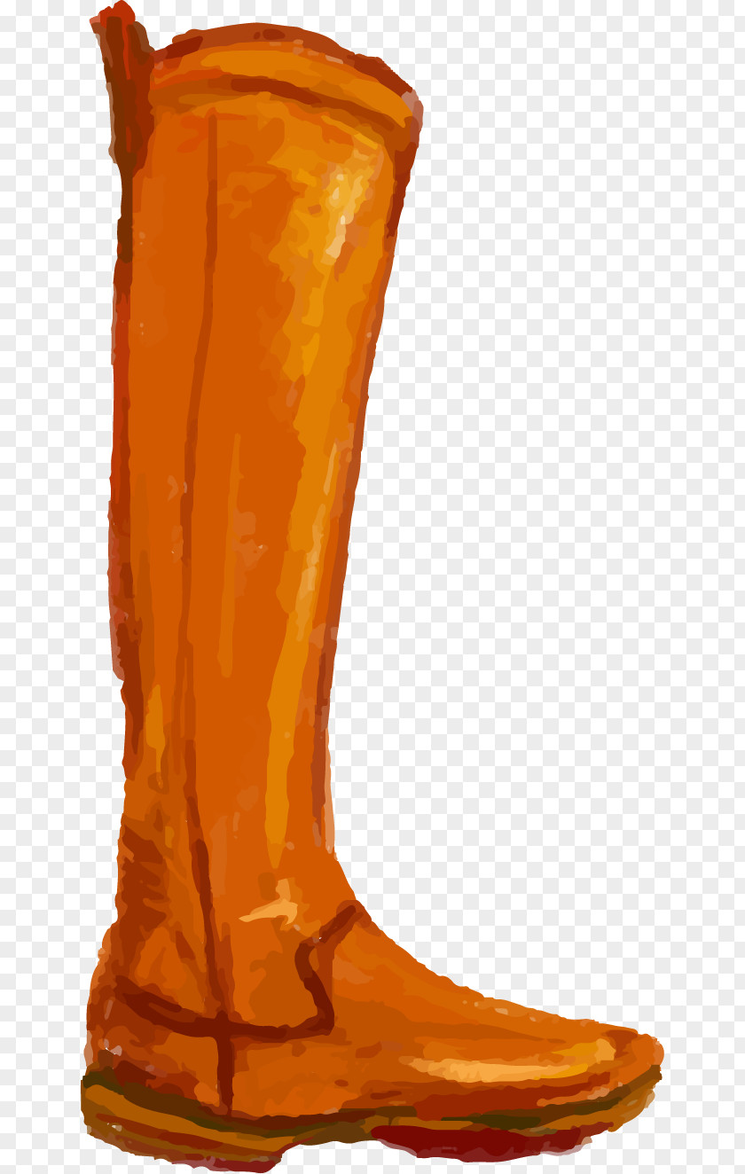 Vector Painted Orange Boots Riding Boot Shoe Drawing PNG