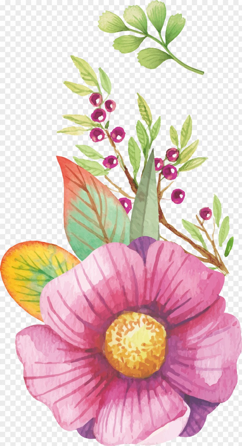 Beautifully Vector Watercolor Floral Decoration Watercolour Flowers Painting Clip Art PNG