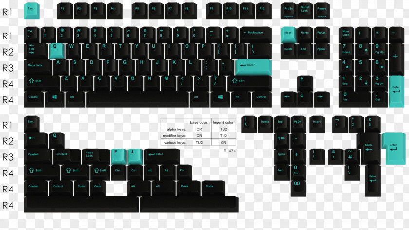 Computer Keyboard Color Blue On Black Keycap PNG