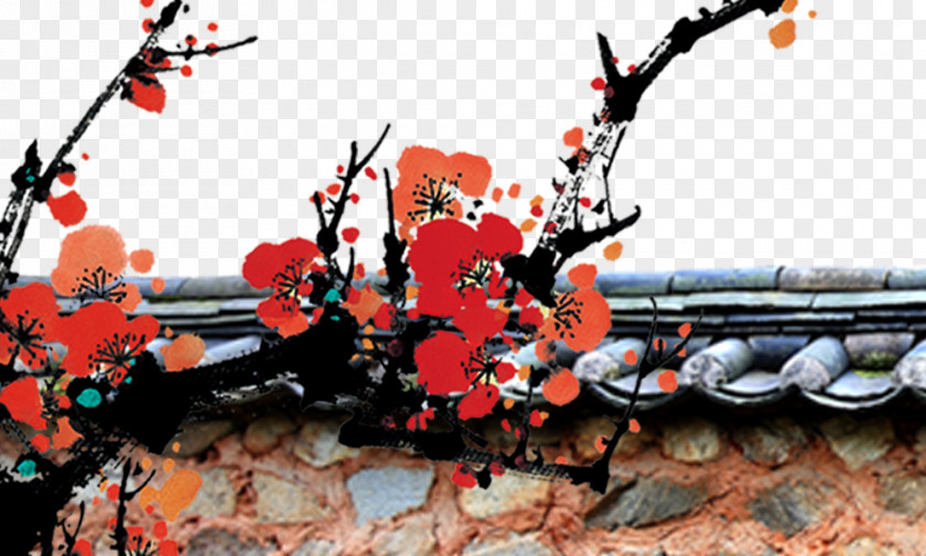 Plum Wall Cherry Blossom Book Clip Art PNG