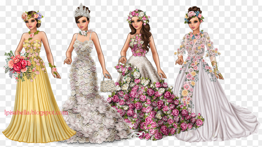 Wedding Dress Fashion Floral Design Lady Popular PNG