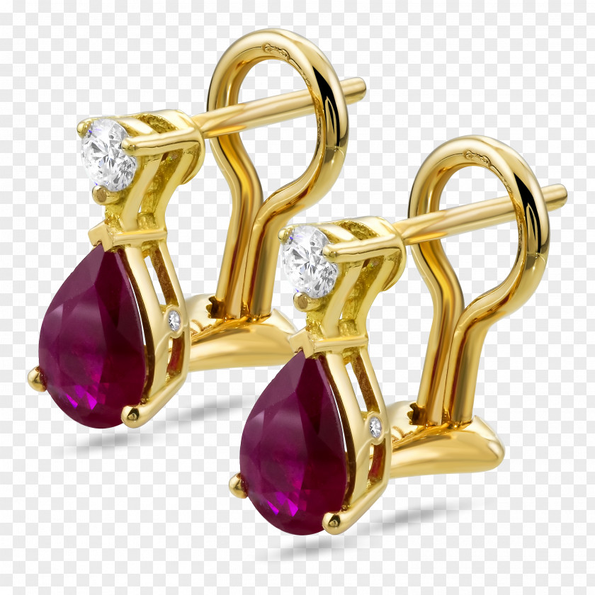 Earring Jewellery Ruby Diamond Gold PNG