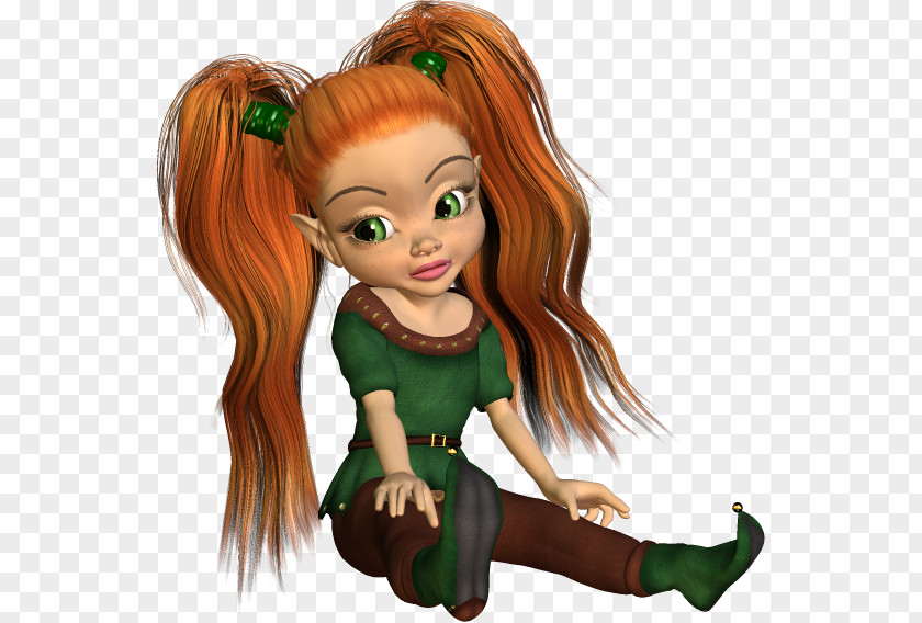 Fairy Red Hair Duende Brown Long PNG