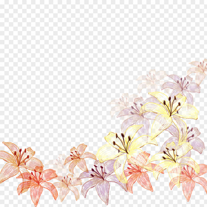 Floral Decoration Design Textile Cut Flowers Pattern PNG