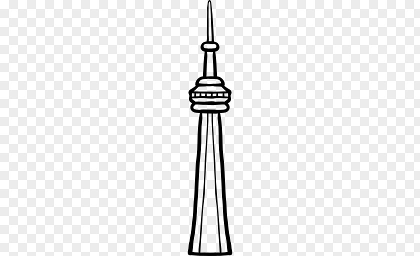 Hand Drawn Color CN Tower Drawing Black And White PNG