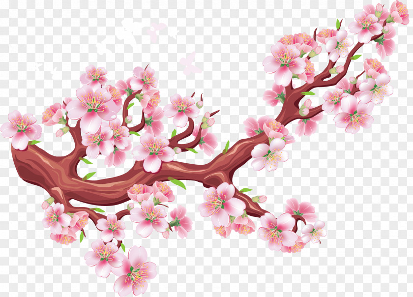 Cherry Blossom Bird Tree Wall Decal PNG
