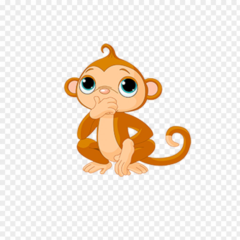 New Monkey Cartoon Elements Clip Art PNG