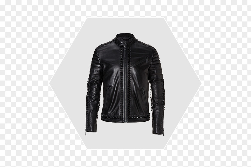 Philipp Plein Leather Jacket Flight Coat PNG