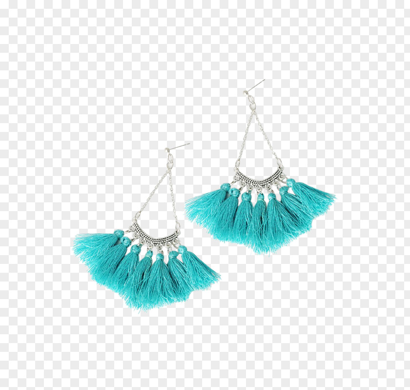 Fanshaped Earring Tassel Turquoise Body Jewellery Chain PNG