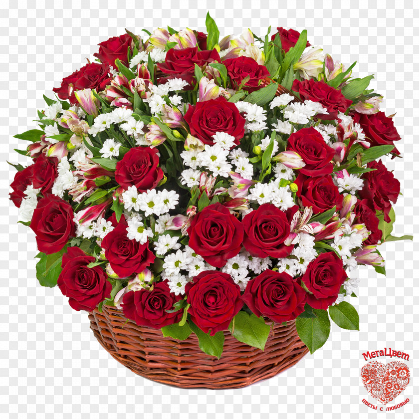 Flower Bouquet Basket Cut Flowers Rose PNG