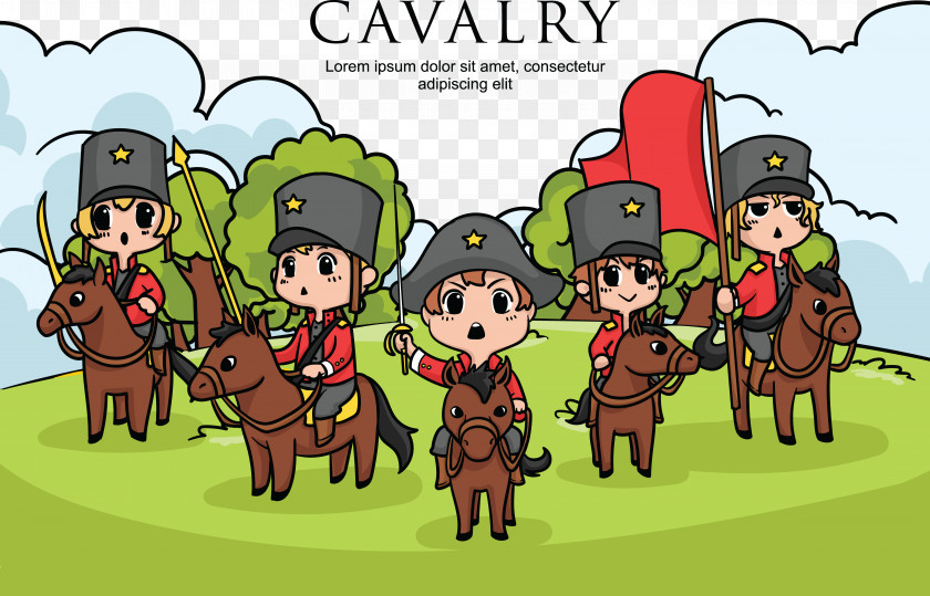 Cartoon Child Knight Horse Cavalry Illustration PNG