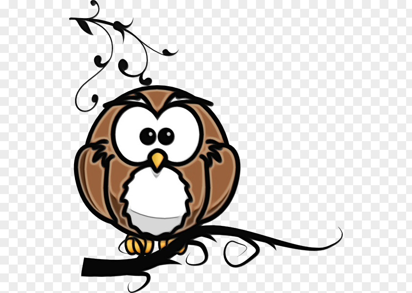 Branch Bird Of Prey Owl Cartoon Clip Art PNG
