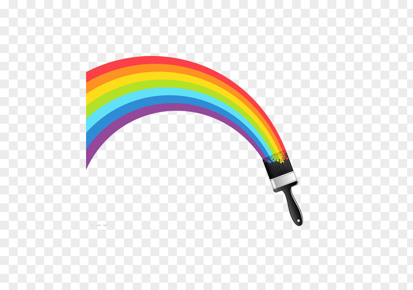 Cartoon Rainbow Paintbrush PNG