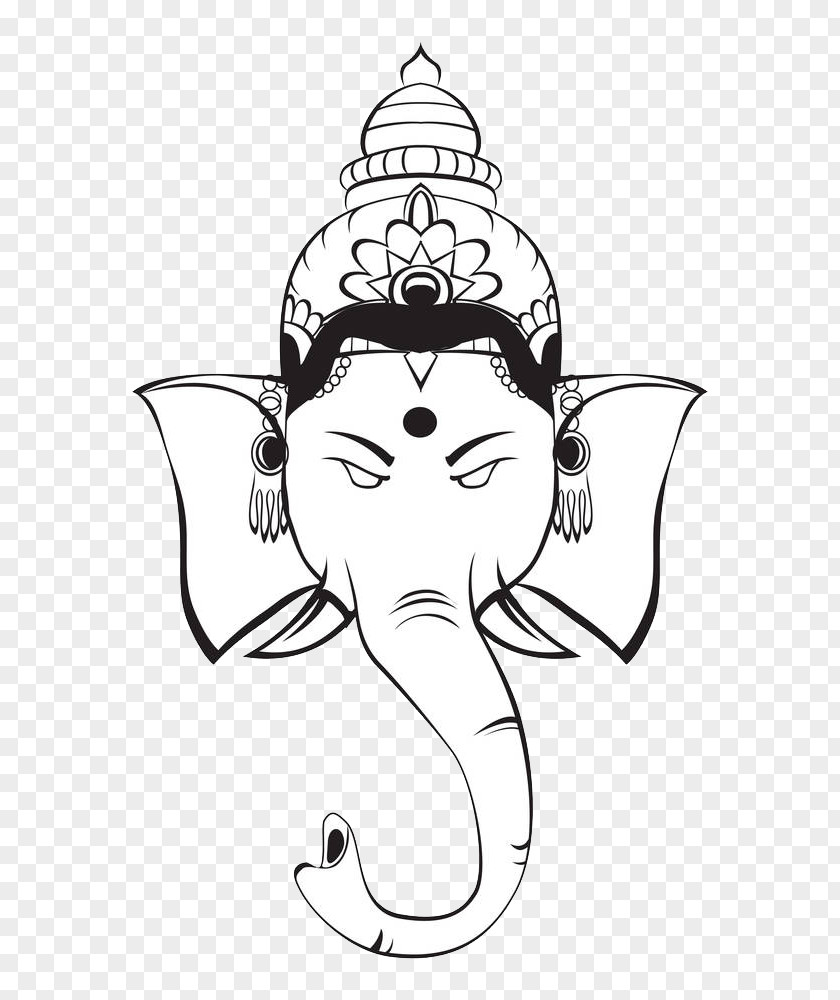Black And White Lines Like God Head Illustrations Ganesha Hinduism Deity Symbol Clip Art PNG