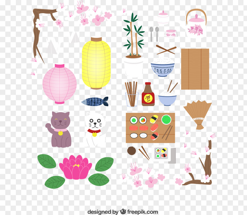 Japanese Icon Color Element Vector Material Cuisine Sushi Paper PNG