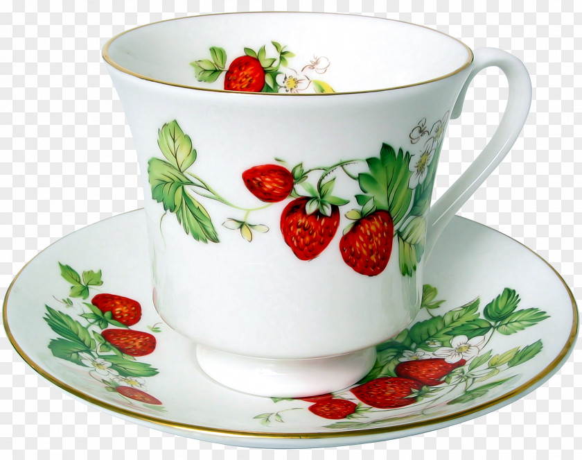 Hand-painted Dream Teacup Strawberry Tea Party PNG