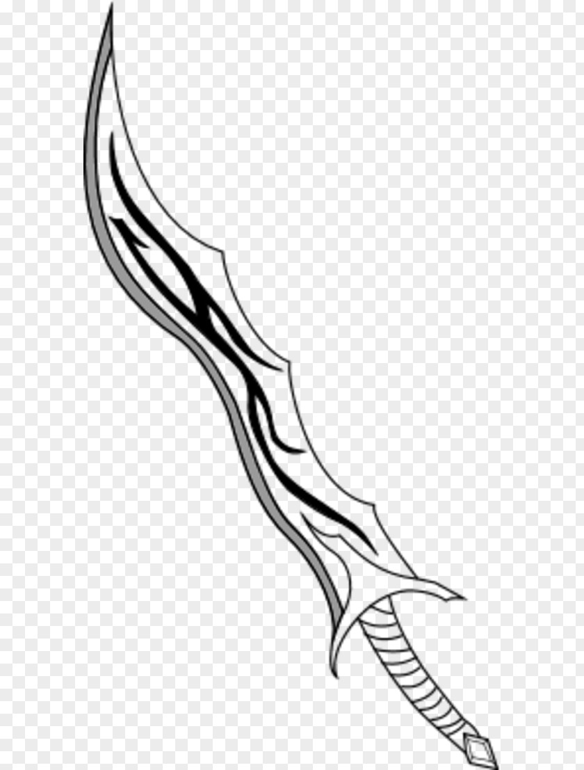 Curved Line Drawing Sword Dagger Knife Clip Art PNG