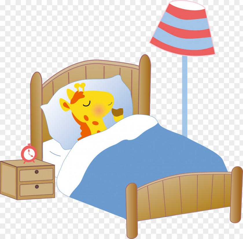 Giraffe In Bed Cartoon Clip Art PNG