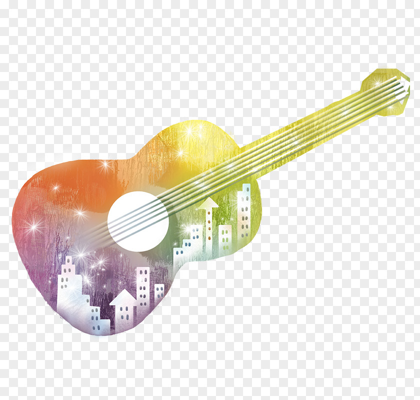 Illustration Guitar Ukulele Acoustic Cartoon PNG