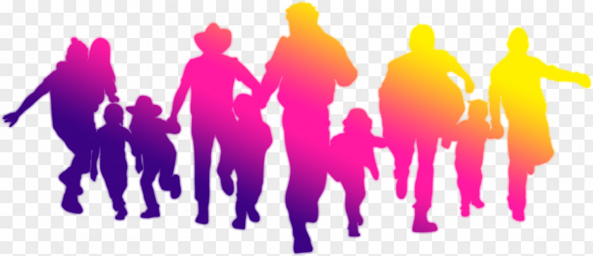 Family Fun Silhouette Decorated Back Running Download Icon PNG