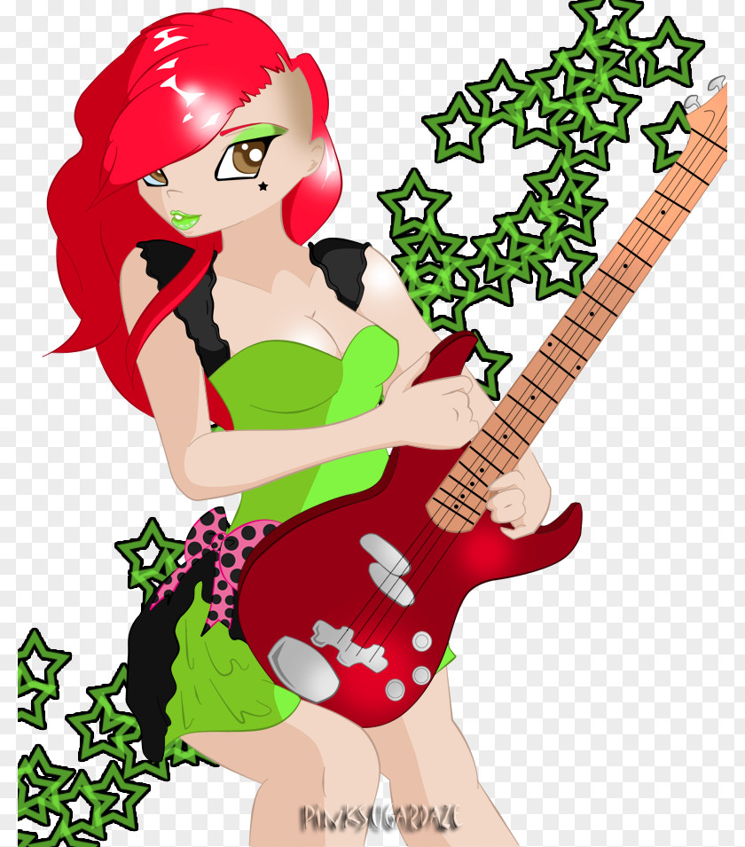 Guitar Flower Character Clip Art PNG