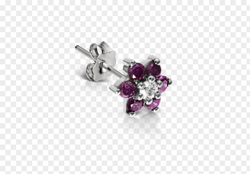 Diamond Flower Earrings Amethyst Purple Jewellery Earring PNG