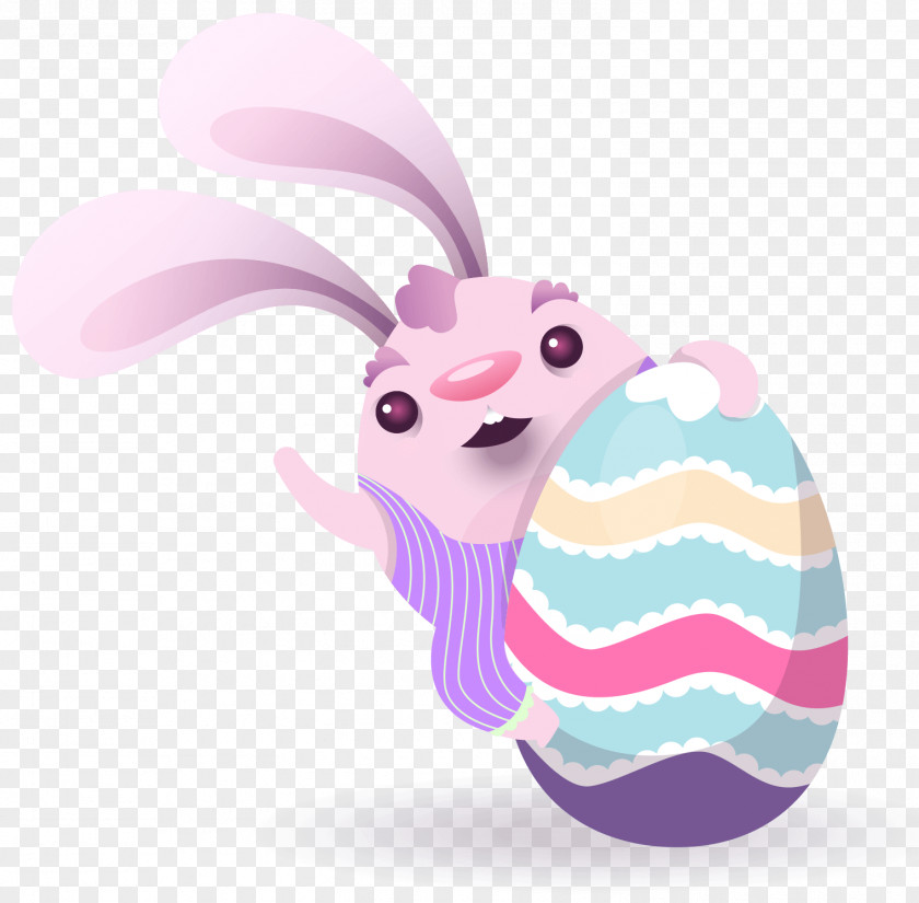 Animated Easter Bunny Cute Egg Product Design PNG