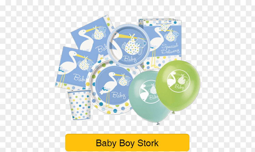 Baby Stork Gifts Plates 23cm 8pk 8 Teller Storch Blau Paper Shower Party Product PNG