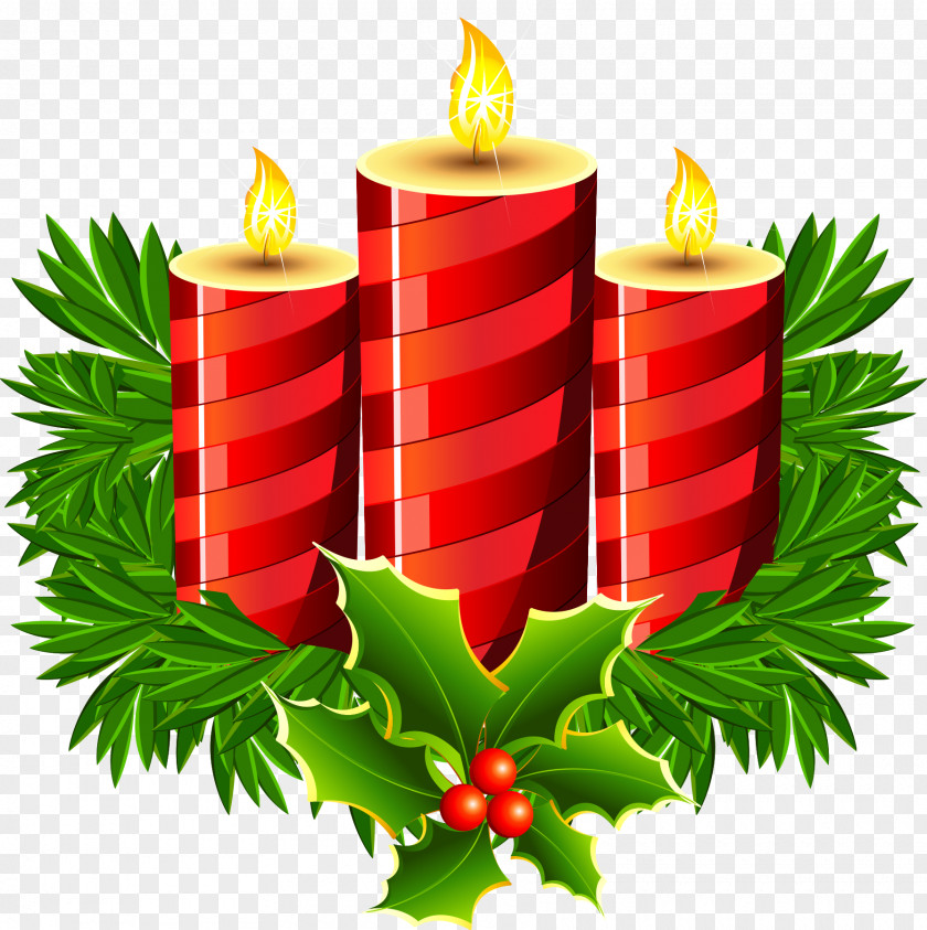Cartoon Christmas Red Candle Euclidean Vector Drawing PNG