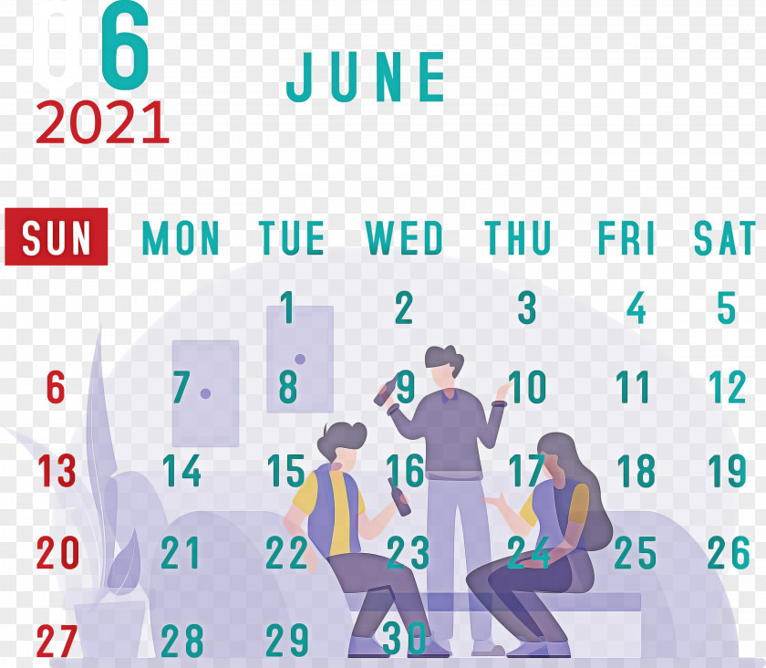 June 2021 Calendar Printable PNG