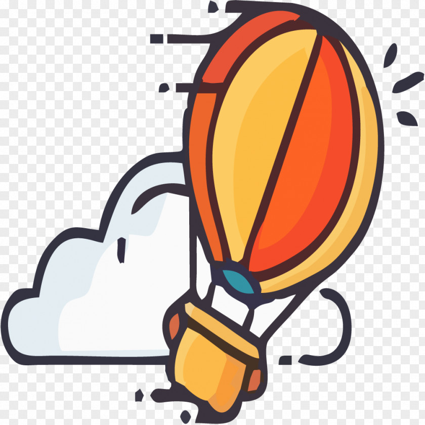Vector Hot Air Balloon And Clouds Vecteur PNG