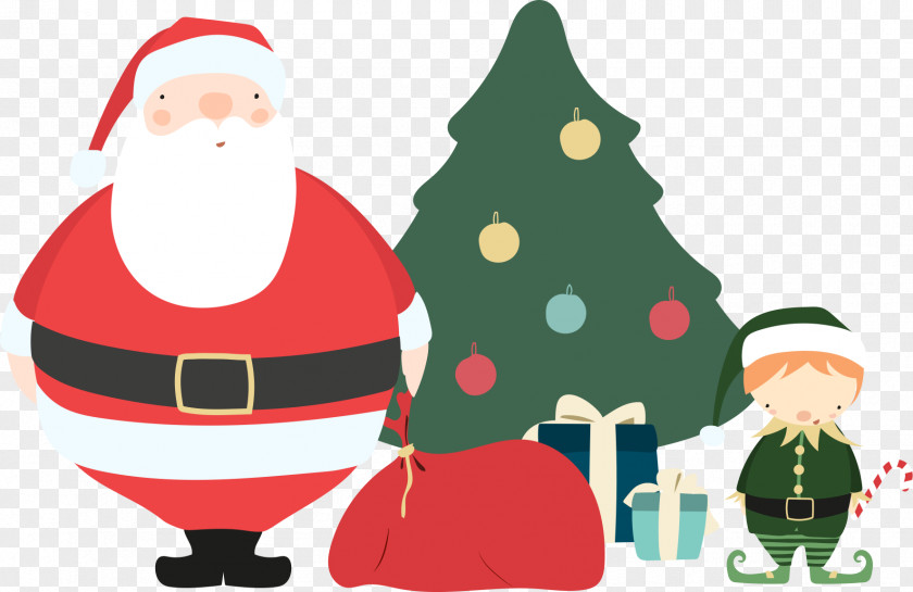 Vector Santa With Cute Boy Claus Christmas Ornament Tree Card PNG