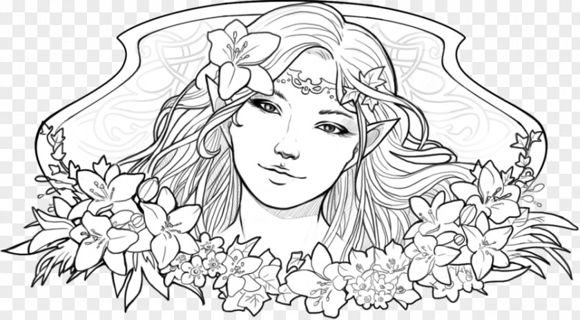 Lineart Line Art Elf Drawing Fairy PNG