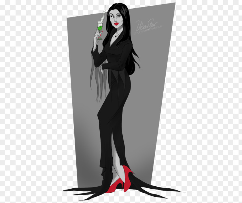 Wednesday Addams Morticia Gothic Fashion Artist PNG
