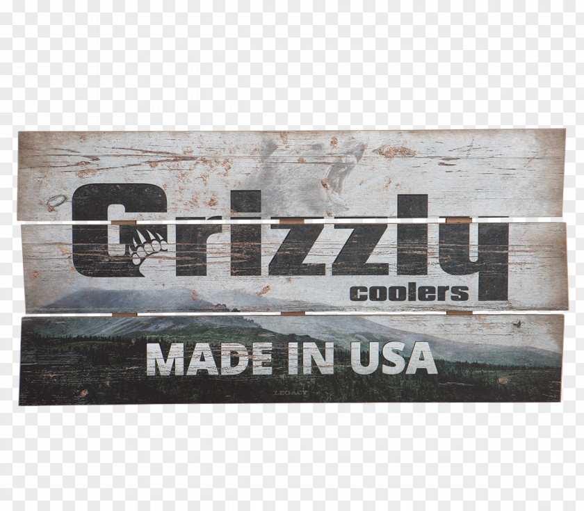 Wood Gear Advertising Brand Metal Poster Grizzly Coolers PNG